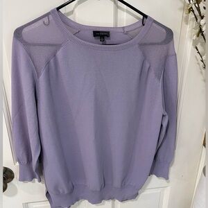 Lilac 3/4 sheer shoulder sweater